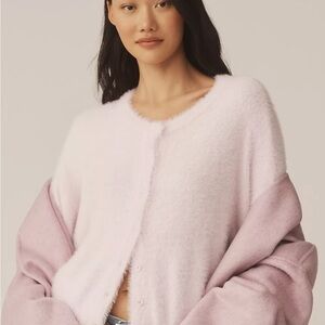 Flat White Eyelash Cardigan Sweater